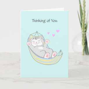 Carte Vous penser Kitty Chat avec coeur dans Hamac C