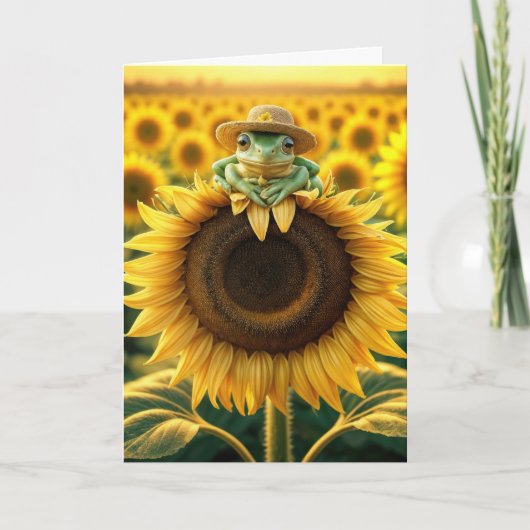 Carte Vous pensez à la grenouille sur un tournesol (Devant)