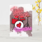 Carte Vous Rock Drum Set Valentine's Day Card (Fleur jaune)