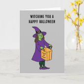 Carte Vous souhaitant un joyeux Halloween Sorcière Citat (Fleur jaune)