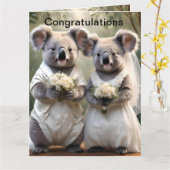 Carte "Vows À feuillage persistant : Un Mariage Koala en (Fleur jaune)