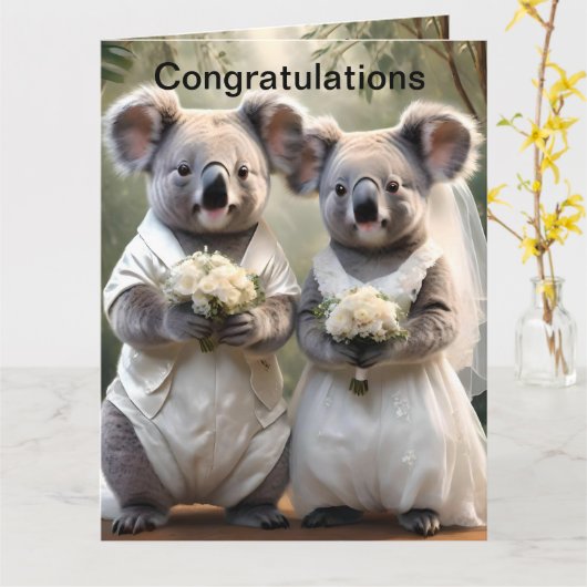 Carte "Vows À feuillage persistant : Un Mariage Koala en (Fleur jaune)