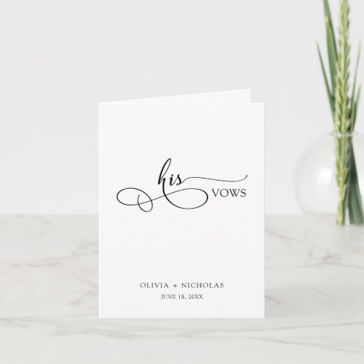 Carte Vows Minimale Black Script Vows Card (Devant)