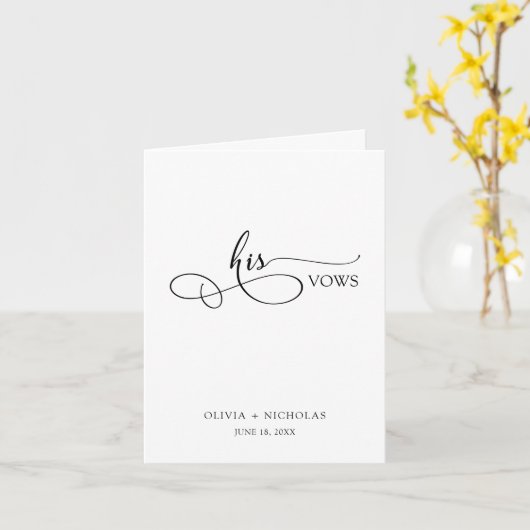 Carte Vows Minimale Black Script Vows Card (Fleur jaune)