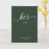 Carte Vows Minimale Script Forest Green (Fleur jaune)