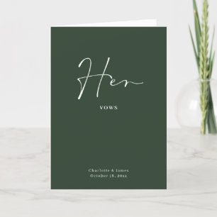 Carte Vows Minimale Script Forest Green