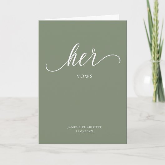 Carte Vows Minimale Script Sage Green (Devant)