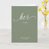 Carte Vows Minimale Script Sage Green (Fleur jaune)