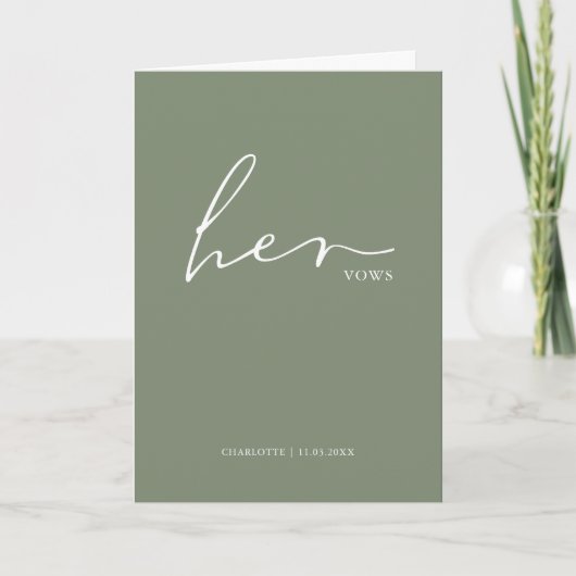 Carte Vows Minimale Script Vows Sage Green (Devant)