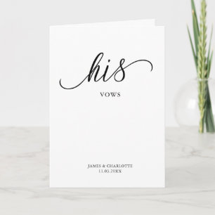 Carte Vows Minimaliste Script Vow Card