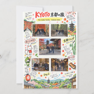 Carte Voyage à Kyoto au Japon 5 Photo Collage Zine de vo