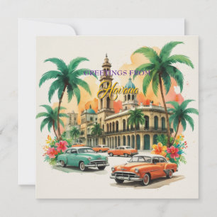 Carte Voyage Cuba vintage - Salutations de La Havane