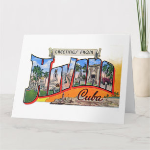 Carte Voyage Cuba vintage - Salutations de La Havane