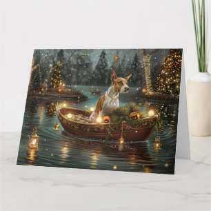 Carte Voyage de fête de Noël de Bull Terrier