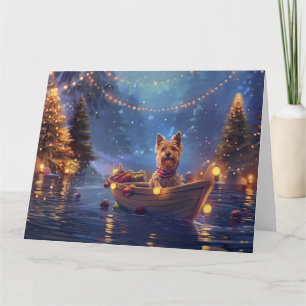 Carte Voyage de fête de Noël de Terrier Australien