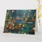 Carte Voyage de fête de Noël du Basenji (Fleur jaune)