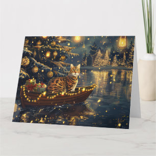 Carte Voyage de fête de Noël du chat du Bengale