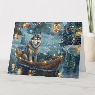 Carte Voyage de fête de Noël du Malamute d'Alaska