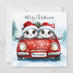 Carte Voyage de Noël avec des amis à fourrure