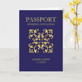 Carte Voyage de passeport Destination Royal Blue Invitat (Fleur jaune)