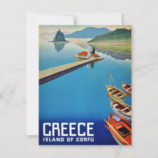 Carte Voyage en Grèce vintage - Île de Corfou