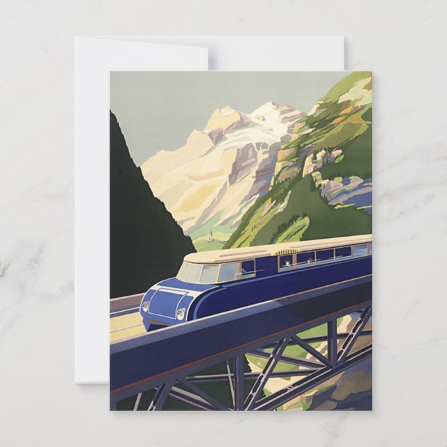 Carte Voyage ferroviaire en Europe vintage (Devant)