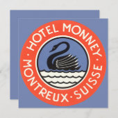 Carte Voyage Vintage, Hôtel Monney Swan Bird Suisse (Devant / Derrière)
