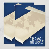 Carte Voyagez dans le monde affiche de voyage de style v (Devant / Derrière)