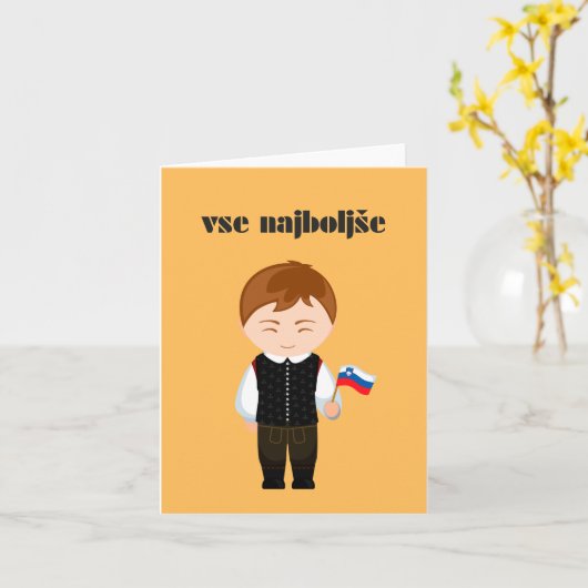 Carte Vse najboljše, heureux anniversaire slovène (Fleur jaune)