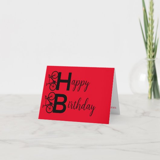 Carte VTT rouge et noir heureux anniversaire (Devant)