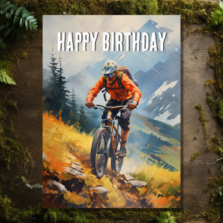 Carte VTT Watercolor Joyeux anniversaire
