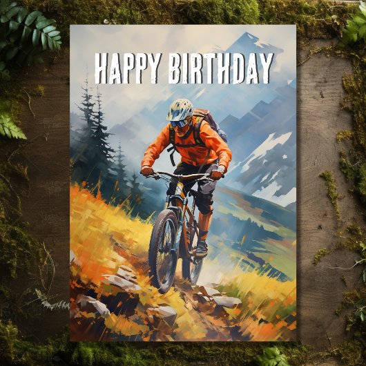 Carte VTT Watercolor Joyeux anniversaire