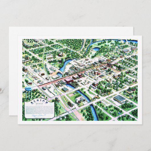 Carte Vue aérienne d'Albion Michigan 1993 (Devant / Derrière)