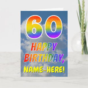 Carte Vue arc-en-ciel "60" & "Joyeux Anniversaire", Nuag