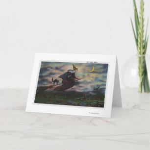 Carte Vue de la sorcière de Salem sur son balai