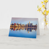 Carte Vue d'horizon de Chicago avec la réflexion (Fleur jaune)