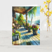 Carte Vue du lac House | Joyeux anniversaire (Fleur jaune)