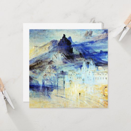 Carte Vue sur Amalfi, peinture d'art (Devant/Arrière en situation)