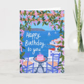 Carte Vues de la terrasse de Grèce Art peinture Joyeux A (Devant)