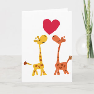 Carte VW - Drôle Giraffe Love Cartoon