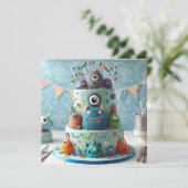 CARTE WACKY MONSTERS DÉCORÉE GÂTEAU ANNIVERSAIRE DE ENFA (Debout devant)