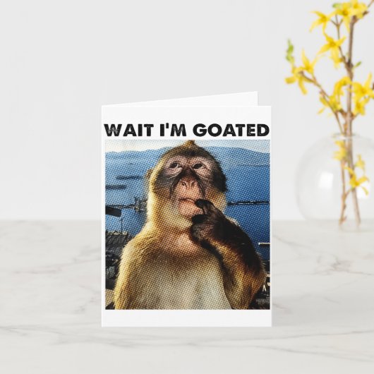 Carte Wait I'm Goated Y2k Funny Thinking Monkey Meme Bra (Fleur jaune)