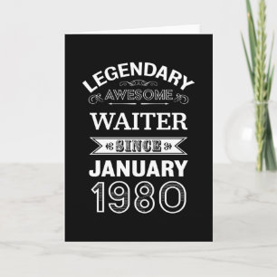 Carte Waiter Janvier 1980 40e anniversaire Cadeau