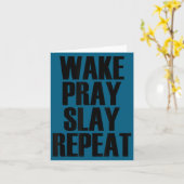 Carte Wake Pray Slay Repeat - Pular Motivational Quote  (Fleur jaune)