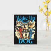 Carte Wake Up And Hug A Dog, Funny Motivation Dog Quote, (Fleur jaune)