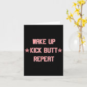 Carte Wake Up Kick Butt Repeat Fun Cool Motivational !  (Fleur jaune)
