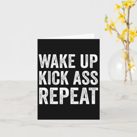 Carte Wake Up Kick Repea,funny Quote Workout Motivation  (Fleur jaune)