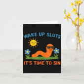 Carte Wake Up S It's Time To Sin Funny Adult Humor Worm (Fleur jaune)