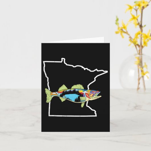 Carte Walleye Fishing Wal, pêcheur d'eau douce (Fleur jaune)