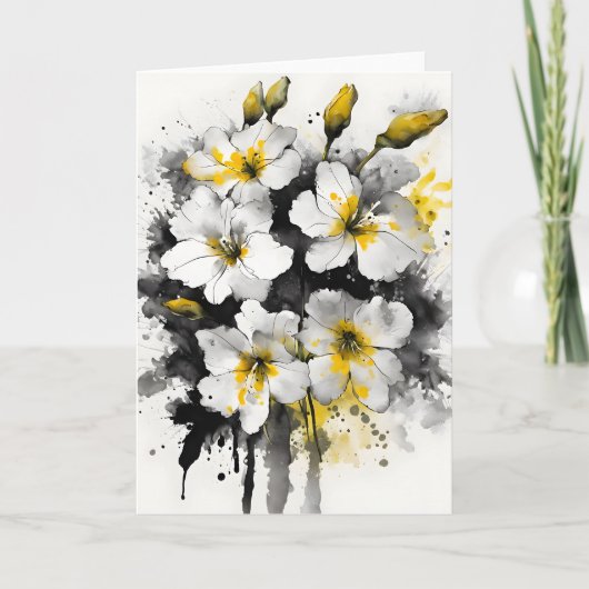 Carte Wallflower - Fleurs aquarelles (Devant)